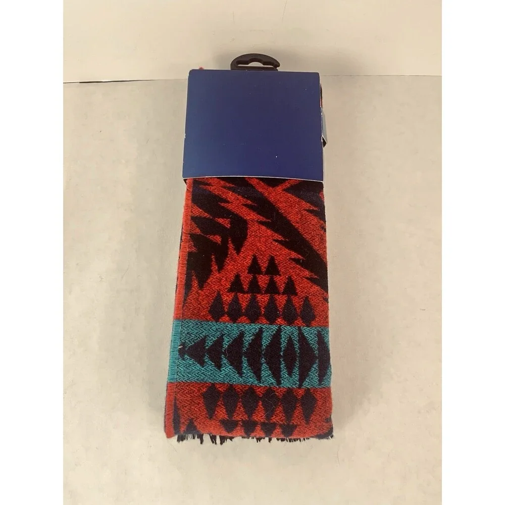 Pendleton Diamond Desert Knit Headband Scarf Red Wool Blend Made USA NWT